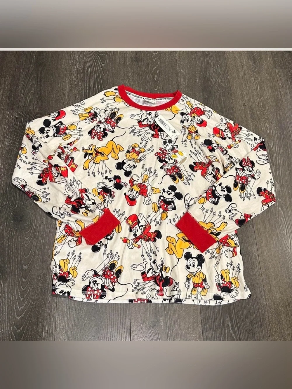 Disney Men  Long Sleeve Mickey & Friends Jogger  Set Top White/Red/Yellow/Black